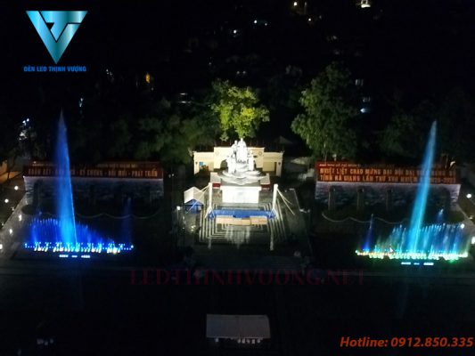 Đèn led âm nước lắp đặt nhạc nước tại quảng trường Hà Giang