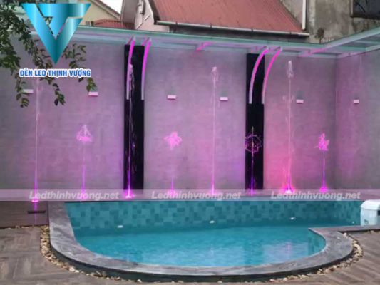 Đèn led âm sàn RGB cho đài phun bể bơi mini nhà Anh Thắng 4