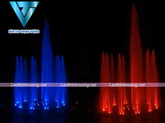 Đèn led âm nước RGB lắp đặt cho đài phun phao nổi Tỉnh Hòa Bình 2